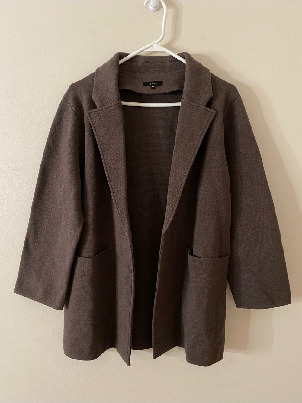 Quince Brown Open Front Cotton Coat size medium
